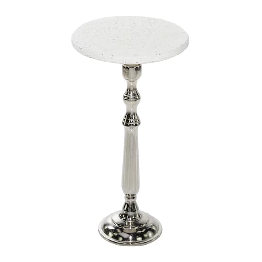 25" Silver Traditional Terrazzo Accent Table